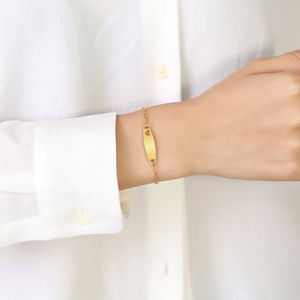 Bracelet d'identification pour bébé en acier inoxydable couleur or, cœur vide, personnalisable avec le nom, pour enfants, filles, garçons, cadeaux, bijoux pour bébé - Product Image 4