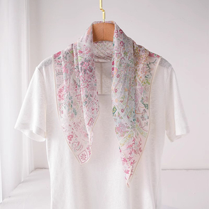 Khăn lụa tơ tằm in họa tiết Monet's Garden, không yêu cầu số lượng đặt hàng tối thiểu, chất liệu georgette, khăn choàng saree, 100% lụa, khăn lụa foulard. - Product Image 2