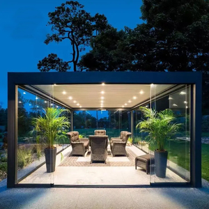 Pérgola de fibra de vidrio de persiana impermeable de aluminio para exteriores moderna de lujo, pérgola de madera de plástico, pérgola de ratán - Product Image 6