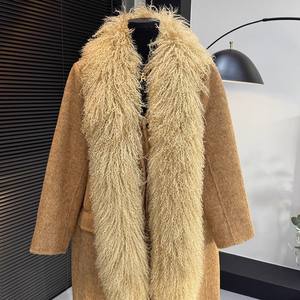 천연 여성 양털 스카프 따뜻한 진짜 양털 숄 겨울 몽골리안 핑크 퍼 숄 - Product Image 4