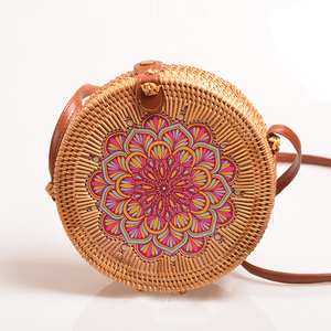 Bolso de Paja de Ratán Redondo Natural Hecho <span class=keywords><strong>a</strong></span> Mano en <span class=keywords><strong>Bali</strong></span>, Vietnam, para Mujer, Venta al por Mayor 2024 - Product Image 4
