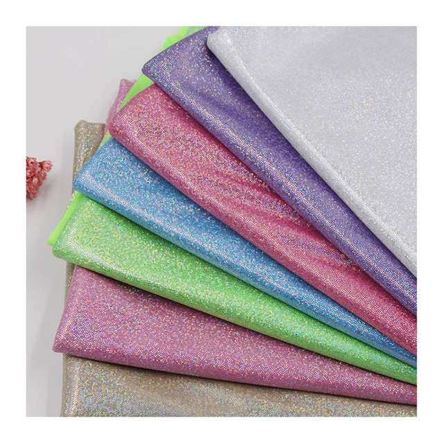 Luxury Soft Plain Glitter 4 Way Stretch 95%polyester 5%spandex Textile Knitted Holographic Fabric