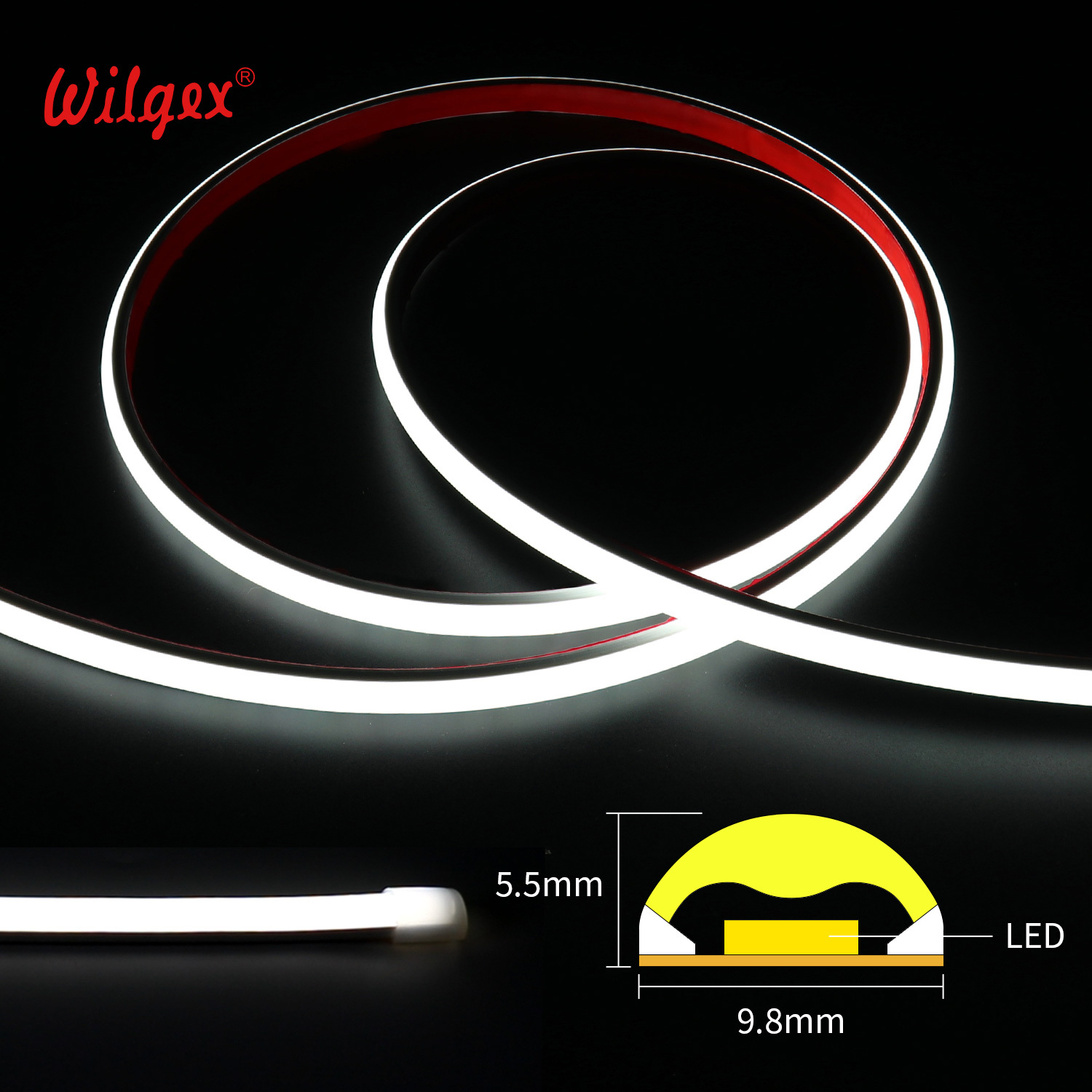 Curved SOB LED Strip Light IP67 Waterproof Flexible Silicone No Dark Spots for Linear Ceiling Recessed Cuttable 25mm
