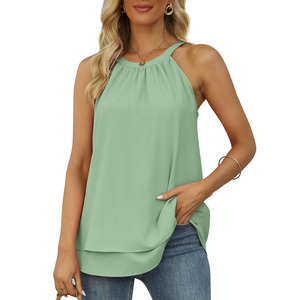 New Low MOQ Fashionable Comfortable <strong>Personalised</strong> Custom Sexy Halter <strong>Top</strong> Club Wear with Front Logo Casual Style - Product Image 4