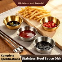 Plat à sauce en acier inoxydable 304, bol à condiments, plat à tremper, plat à sauce soja, plat à assaisonnement, petit plat doré, logo personnalisé, compatible micro-ondes