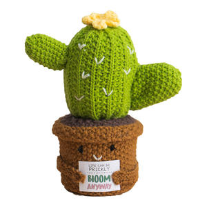 Muñeco de <span class=keywords><strong>cactus</strong></span> de ganchillo hecho a mano con mensaje positivo, tarjeta, girasol, <span class=keywords><strong>corazón</strong></span> y flor en maceta de punto - Product Image 5