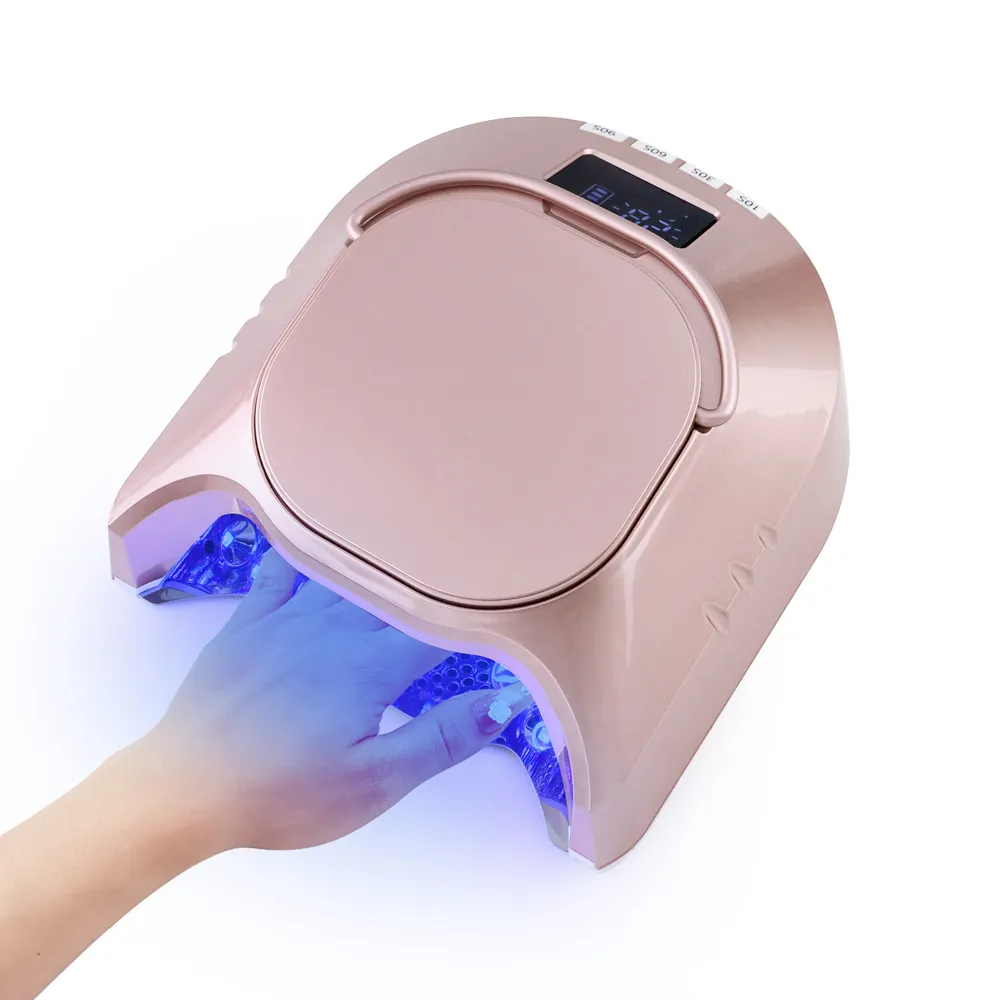 Lámpara de uñas inalámbrica de 86W con etiqueta privada personalizada, lámpara de uñas Led UV de recarga inalámbrica con placa base de eliminación