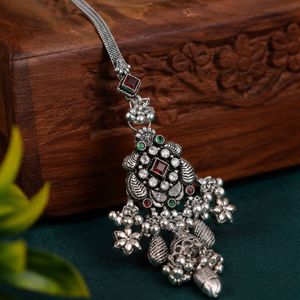 Pendentif décoratif ethnique artisanal en argent 925, oxydé, avec motif Ghungroo, accessoire de poignet traditionnel juif - Product Image 1