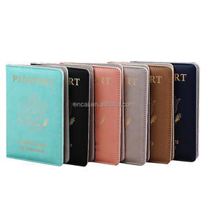 Porte-passeport en gros bon marché avec fente pour <span class=keywords><strong>carte</strong></span> étui à passeport en cuir PU couverture de passeport de voyage des États-Unis et étiquette de bagage - Product Image 6