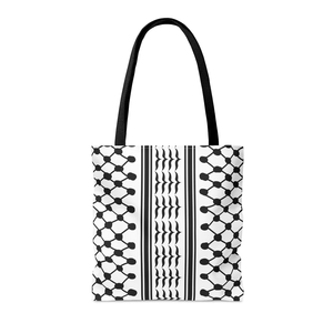 Nero bianco palestinese Kefiyeh Tote Bag con colomba della pace su un lato Gaza Palestine lavoro per la pace tela Tote bag - Product Image 6