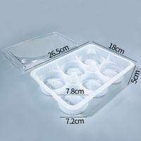 Boîte alimentaire jetable carrée à 6 compartiments pour pains vapeur, tartes, pizzas, hamburgers, en plastique PET/PP, avec couvercle transparent de 7 cm
