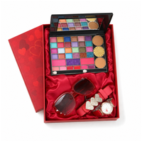 Ensemble de palettes de maquillage glamour pour femmes, montre tendance, ceinture en cuir à boucle nœud papillon, kit combiné, soins personnels tendance, cadeau promotionnel