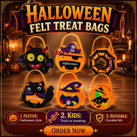 Kit de Bolsas de Dulces para Halloween, Haz tus Propias Bolsas de Regalos, Manualidades de Fieltro para Niños, Recuerdos para Fiestas de Halloween