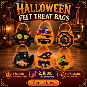 Kit <span class=keywords><strong>DIY</strong></span> pour sacs de bonbons d'Halloween : Créez vos propres sacs cadeaux en feutre pour enfants, idéal pour les fêtes d'Halloween - Product Image 1