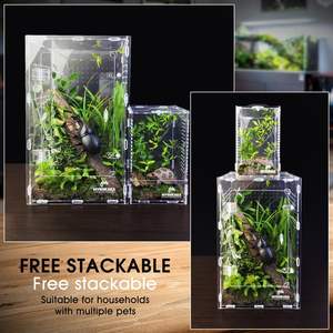 Terrario Rectangular de Acrílico para Reptiles de Selva Tropical, Caja de Cría para Arañas y Mantis, Decoración para Hábitat de Mascotas, Paisajismo Especializado - Product Image 4
