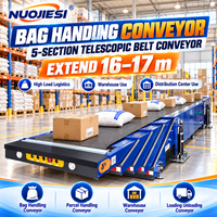 Convoyeur d'entrepôt télescopique Nuojiesi à 5 sections avec bande TPU/acier inoxydable, vitesse réglable 40 m/s, conversion rapide et flexibilité