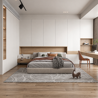Ensemble de meubles de chambre à coucher modernes haut de gamme en bois : cadre de lit sur mesure, armoire murale complète, table de chevet, coiffeuse, bureau d'ordinateur