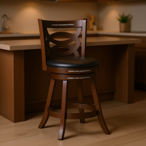 Sgabello Girevole Nero e Cappuccino per Bancone, per Sala da Pranzo, Design Moderno Contemporaneo, Materiale in Legno - Product Image 2