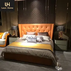 Design italiano mobili camera da letto 180*200 di cuoio king size di lusso in stile moderno letto