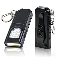 Mini Linterna LED EDC Portátil de 300mAh, Recargable, con Clip para Llavero, Lámpara de Bolsillo COB LED con 5 Modos, Clip y Base Magnética
