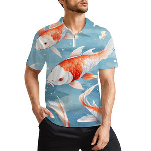 Camisa de hombre con cremallera, corte relajado, tejido transpirable, estampado liso/a rayas/bordado, talla XL, teñido liso - Product Image 2