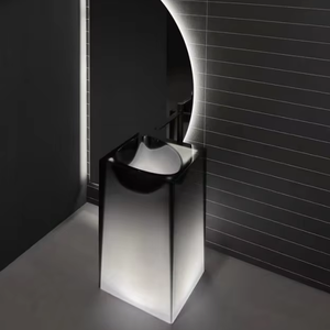 Lavabos de baño independientes de resina moderna cristalina con diseño de bañera de piedra de resina transparente LED para Hotel - Product Image 5