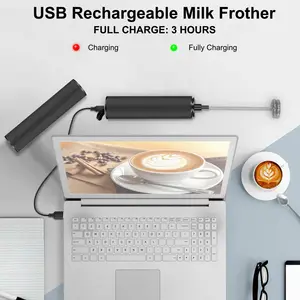 Milch auf schäumer Wiederauf ladbarer elektrischer Hand-Schneebesen-Kaffee mischer mit 3-fach einstellbaren Schneebesen Foam Maker USB-Auf schäumer