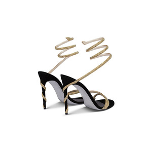 2025 Rhinestone Silver White Party Dress <b>Shoes</b> Snakelike Winding Stiletto High Heels Sexy Sandals for Women - Product Image 3