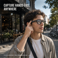 Lunettes intelligentes IA avec caméra HD 20MP, enregistrement vidéo, transmission Wi-Fi, traduction en temps réel, casque portable intelligent