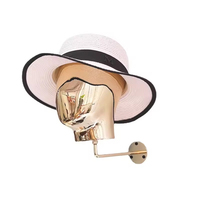 Nuevo Maniquí de Plástico Brillante con Cabeza Cromada para Exhibición de Sombreros en Pared