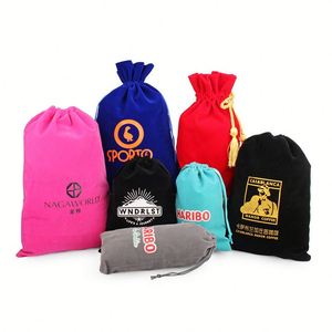 Luxury 5x7cm Pink Black Color Velvet Drawstring <b>Bags</b> Custom Logo Recyclable Dust Jewelry Pouches for <b>Gift</b> Packaging - Product Image 6