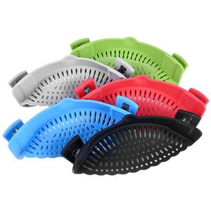 Silicone Pot Drainer <b>Kitchen</b> <b>Sink</b> Strainer Colander With <b>Clip</b> For Fruit Vegetable Drainage Multicolor Set - Product Image 6