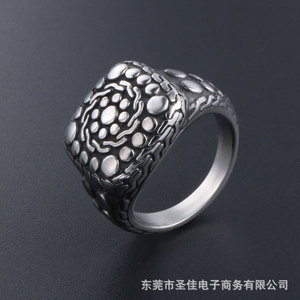 Retro Pebble Pattern <b>Titanium</b> Steel <b>Ring</b> Men's Fashion Accessory SA234 - Product Image 4