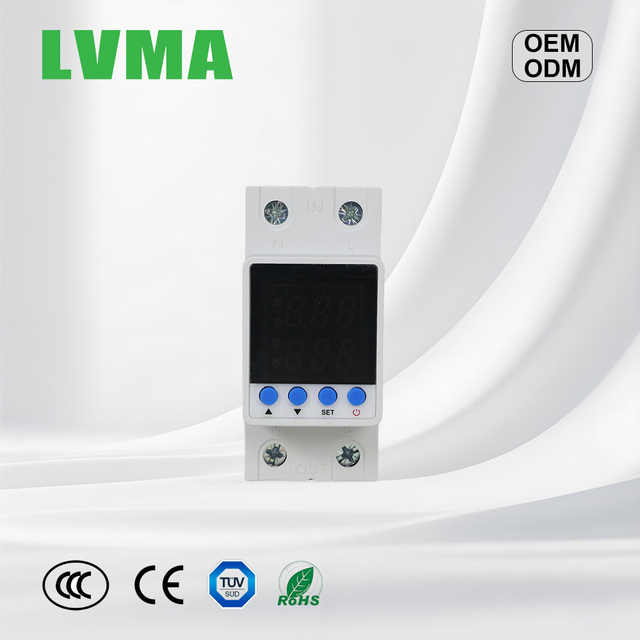 LMGQ7-3 63A Single Phase Dual Display Over and Under Voltage Protector Adjustable Auto-Recovery Voltage Relay with LCD Screen