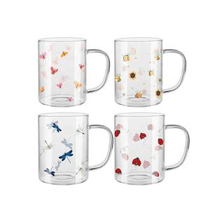 Tasses à café et à thé <span class=keywords><strong>en</strong></span> verre isolées 250 ml, mugs à café <span class=keywords><strong>en</strong></span> <span class=keywords><strong>gros</strong></span>, résistants à la chaleur, vaisselle <span class=keywords><strong>en</strong></span> verre transparent, nouveau design élégant avec <span class=keywords><strong>impression</strong></span> - Product Image 2