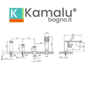 Miscelatore da Bagno Montato sul Piano Lara-910BV con Doccetta e Tubo Flessibile per Suite Sanitaria - Product Image 6