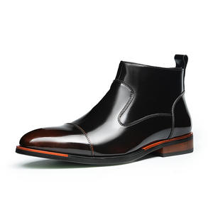 Botas Chelsea Oxford de Punta Cuadrada para Hombre - Cuero Genuino Brillante, Tallas Grandes, Zapatos Casuales Ingleses Antideslizantes con Funciones de Masaje - Product Image 5
