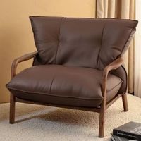 Fauteuil de détente en cuir vert foncé JP Modern avec structure en bois massif et coussin amovible pour la maison