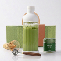 Bouteille en verre pour matcha froid avec logo personnalisé, vente en gros, 450 ml, 950 ml, avec manchon en silicone et infuseur