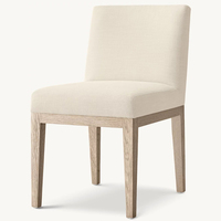 Chaises de salle à manger modernes de style crème, luxe léger, avec cadre en bois et dossier en tissu, pour la maison et l'hôtellerie