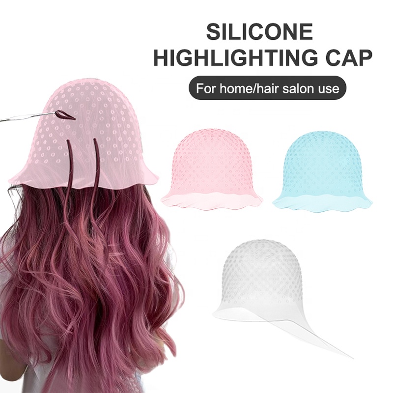 Touca de silicone reutilizável para realçar cabelos, boné de silicone para salão de beleza, com gancho