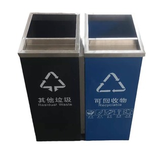Stainless Steel Waste <b>Bin</b> Rectangular Outdoor Sorting Recyclable Residual Waste <b>Bin</b> For Parks Scenic Areas Sanitation - Product Image 2