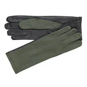 绿棕色黑色Nomex触摸屏护手手套战斗机飞行员长手套安全皮革驾驶手套来自中国