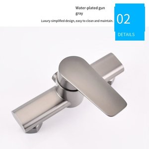 حنفية استحمام للحمام بلون رمادي داكن برشاش ناعم مثبت على الحائط من الفولاذ المقاوم للصدأ المصقول بالكروم برشاش فردي بتخفيضات كبيرة - Product Image 3