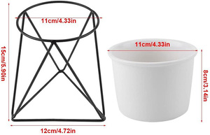 Dropshipping Petit support de jardinière <span class=keywords><strong>en</strong></span> métal Récipient d'intérieur succulent <span class=keywords><strong>en</strong></span> céramique pour décoration de bureau de balcon de cuisine de ferme-pour jardins - Product Image 3