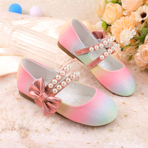 Scarpe Mary Jane da bambina con fiocco color arcobaleno, perfette <span class=keywords><strong>per</strong></span> bambine più grandi e più piccole da indossare come damigelle d'onore a matrimoni - Product Image 1