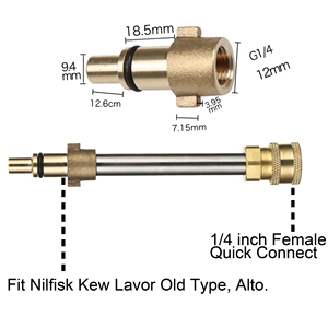 Adaptateur de pistolet de lavage haute pression en acier inoxydable et laiton, raccords rapides 1/4 pouce compatibles avec <span class=keywords><strong>Nilfisk</strong></span> Kew Lavor type ancien/<span class=keywords><strong>Alto</strong></span> - Product Image 2