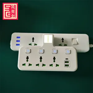 1 type c 2 usb 3 ways outlet universal power strips with night light wall power socket with type c port