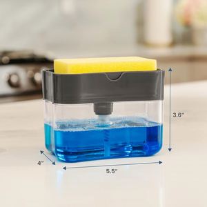 ที่กดสบู่เหลวแบบแมนนวล 2 in 1 พร้อมที่วางฟองน้ำสำหรับห้องน้ำและห้องครัว - Product Image 2