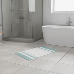 Tappeto da Bagno Reversibile a Righe in Cotone, Rettangolare con Base Antiscivolo in Gomma, Design Moderno per il Bagno - Product Image 2